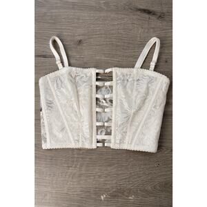 Victoria's Secret Dream Angels White Floral Lace Corset Top XS